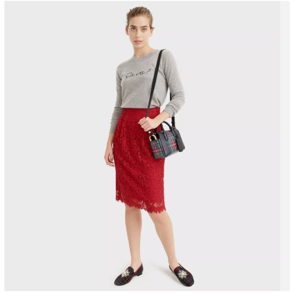 J. Crew Red Lace Skirt